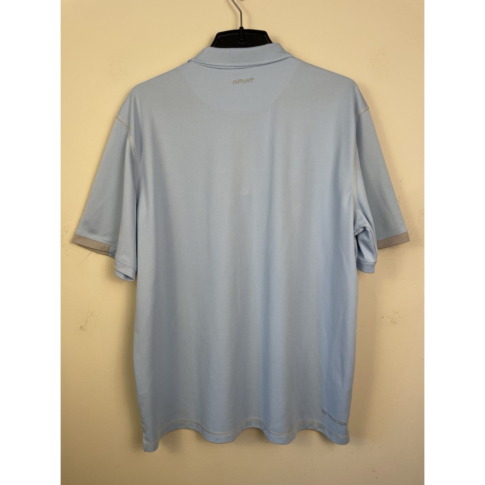Ariat Tek Heat Series Polo‎ Shirt Mens XL Light Blue Short Sleeve Casual Golf - Picture 3 of 7